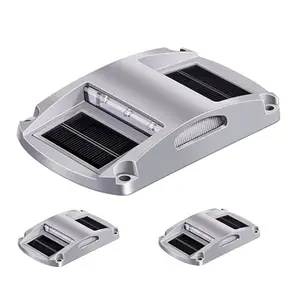 Marcadores de pavimento elevado con carcasa de aluminio impermeable IP68, luces reflectantes LED intermitentes de ojo de gato, tachuelas de carretera con energía Solar, Punta