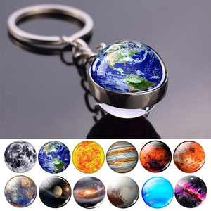 Năng lượng mặt trời hệ thống sáng <span class=keywords><strong>Keychain</strong></span> Galaxy Glass Bóng mặt dây chuyền phát sáng trong bóng tối Móc Chìa Khóa MARS Jupiter Trái Đất mặt trăng mặt trời mini hành tinh Keyring - Product Image 1