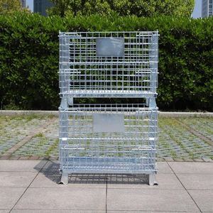 Bangjun bán buôn mạ kẽm đóng mở có thể gập lại hộp lưu trữ vận chuyển dây lưới container thép lồng Pallet - Product Image 4