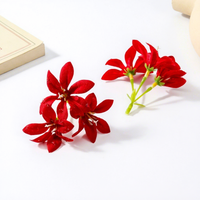 Nouvelles têtes de fleurs de lys en soie à trois branches effet goutte de rosée pour bricolage, mur floral de mariage, arrangement floral, matériel décoratif