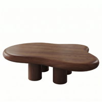 Table basse en bois de noyer plaqué, style minimaliste moderne, forme nuage, pour petit appartement, salon, style célébrité INS
