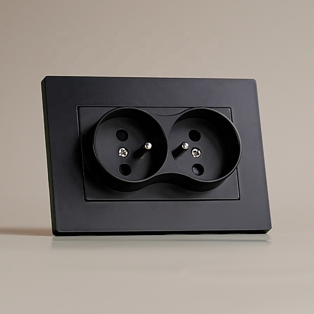 EU Standard 2 in 1 France Wall Power Outlet European 16A 250V Dual Wall Socket for Type E Plug
