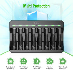 EBL Piles rechargeables NiMH 1,5 V AA 3000 mWh (lot de 4) et piles lithium-ion AAA 1200 mWh avec chargeur intelligent 8 emplacements - Product Image 5