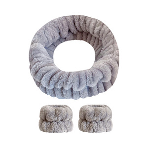 Juego <span class=keywords><strong>de</strong></span> Tres Piezas <span class=keywords><strong>de</strong></span> Diadema y Muñequera Suaves para Lavado Facial Diario para Mujeres y Niñas - Product Image 3