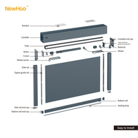 Store banne motorisé Newhoo Extra High WR160-190 pour extérieur, coupe-vent, étanche, protection UV, occultant pour terrasse