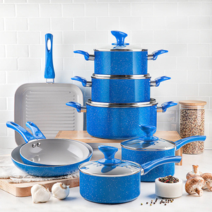 Set <span class=keywords><strong>di</strong></span> pentole <span class=keywords><strong>di</strong></span> alta qualità vendita <span class=keywords><strong>di</strong></span> fabbrica con griglia 13 pezzi set <span class=keywords><strong>di</strong></span> pentole con marchio doppio granito rivestito set <span class=keywords><strong>di</strong></span> pentole - Product Image 1