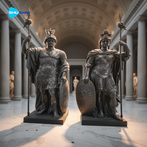 Estatuas de Soldados de Bronce, Adornos de Arte Metálico para Interiores o Exteriores, Escultura Artesanal con Lanza - Product Image 3