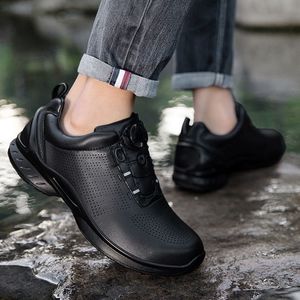 Zapatos Casuales de Cuero Negro para Hombre con Hebilla Automática, Punta Redonda, Tacón Bajo, Transpirables, Antideslizantes para Uso Diario y Deportes - Product Image 3