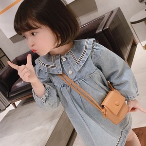 Meilleur prix Robe en jean à col pour bébé fille, jupe à manches longues bleu clair pour enfants - Product Image 5