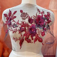 Chaîne de dentelle en tissu brodé de fleurs 3D en maille perlée de strass pour couture, applique, accessoires de décoration de mariage