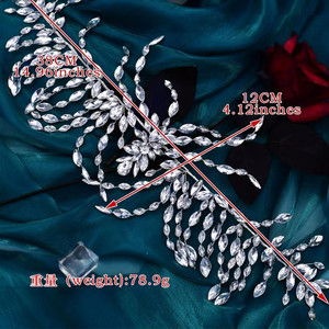 Vigne de cheveux en cristal strass argent pour femmes filles mariage accessoires de cheveux de mariée pour les mariées leur fête élégante postiche pour - Product Image 4