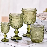 Vente chaude Gobelet en verre transparent écologique de style tournesol moderne pour vin rouge Décoration de bar à domicile