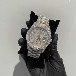 Relógio Hip Hop com Caixa Redonda, Testado com Diamante, Personalizado, Relógio Automático em Aço Inoxidável com Diamantes VVS - Product Image 3