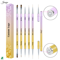 Vente en gros d'usine : Ensemble de pinceaux à double revêtement pour gel à ongles, avec manche métallique couleur dégradée, produits tendance pour salon et usage domestique