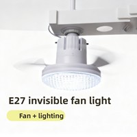 Ventilateur de plafond LED invisible E27 personnalisé pour l'export, avec moteur DC à 3 pales, double température de couleur, gradation tricolore et télécommande