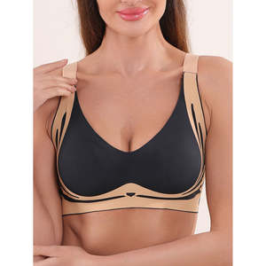 Soutien-gorge confortable et respirant 1/2 bonnet pour femme avec fermeture à crochets, nouveau modèle d'été uni et froncé - Product Image 3