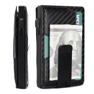Men's Carbon Fiber <b>Wallet</b> With RFID Blocking Large Capacity Card <b>Holder</b> Black One Size - Product Image 2