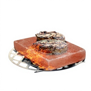 Offre Spéciale : Bloc de Sel Cristallin Naturel, Dalles de Sel Rose de l'Himalaya, Artisanat Naturel, Plaque de Cuisson en Sel avec Support Métallique 30*20*5cm - Product Image 1