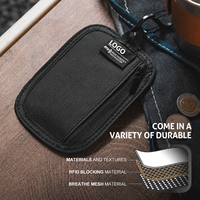 Portefeuille porte-cartes portable avec logo personnalisé, blocage RFID, pochette zippée pour pièces de monnaie et clés, idéal pour les voyages en plein air