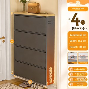 靴収納キャビネット3フリップ引き出し付き隠しスリム狭い靴ラックキャビネットウォールマウント金属靴キャビネット - Product Image 2