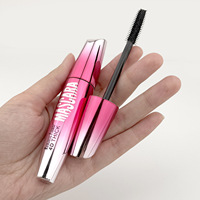 Mascara 4D Épaississant en Gros, Tube Rose Dégradé Fleur Romantique, Formule Volumisante Noire, Applicateur Spoolie pour la Vente au Détail de Maquillage