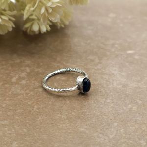 Black Tourmaline Bezel Setting 925 Sterling Silver <b>Dainty</b> <b>Ring</b> with Natural Gemstone for Wedding Engagement Gift - Product Image 3