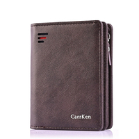 Dompet Kartu Kredit Pribadi Anti RFID Mini dengan Kantong Resleting Tipis untuk Pria Logo Kustom