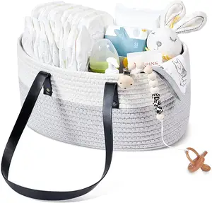 Rope Diaper Caddy Organizer Baby Diaper Caddy Organizer Portable Diaper Organizer For Changing Table Or Cotton Rope Nursery Storage Bin For Baby