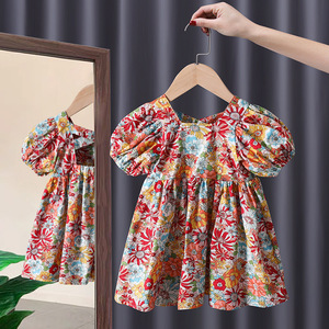 Child Star Circle Girls Summer Dress Cap Sleeve Cotton Breathable Princess Style Childrens Clothing 2025 New Design - Product Image 2