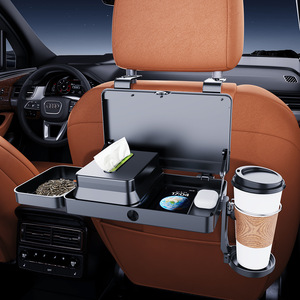 Car Seat Back Storage Box Multifunctional <b>Folding</b> <b>Table</b> With Cup Holder And Tissue Compartment Universal For Car Dining - Product Image 2