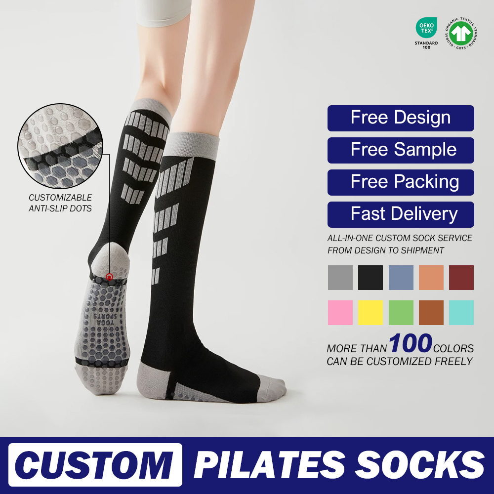 Cross-Border Fitness Sports Crew Socks Dotted Non-Slip Shock-Absorbing Towel Bottom Yoga Anti-Bacterial Factory Direct Sales