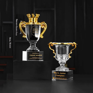 Nuevo Trofeo Premium con Corona, Copa Grande de Cristal K9 Dorada, Copas y Premios Deportivos Personalizados para Campeonatos de <span class=keywords><strong>Liga</strong></span> - Product Image 3