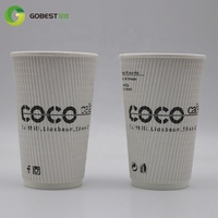 Gobelet à café en papier jetable avec logo imprimé personnalisé, gobelet à café en papier biodégradable à double paroi pour boissons chaudes avec couvercle