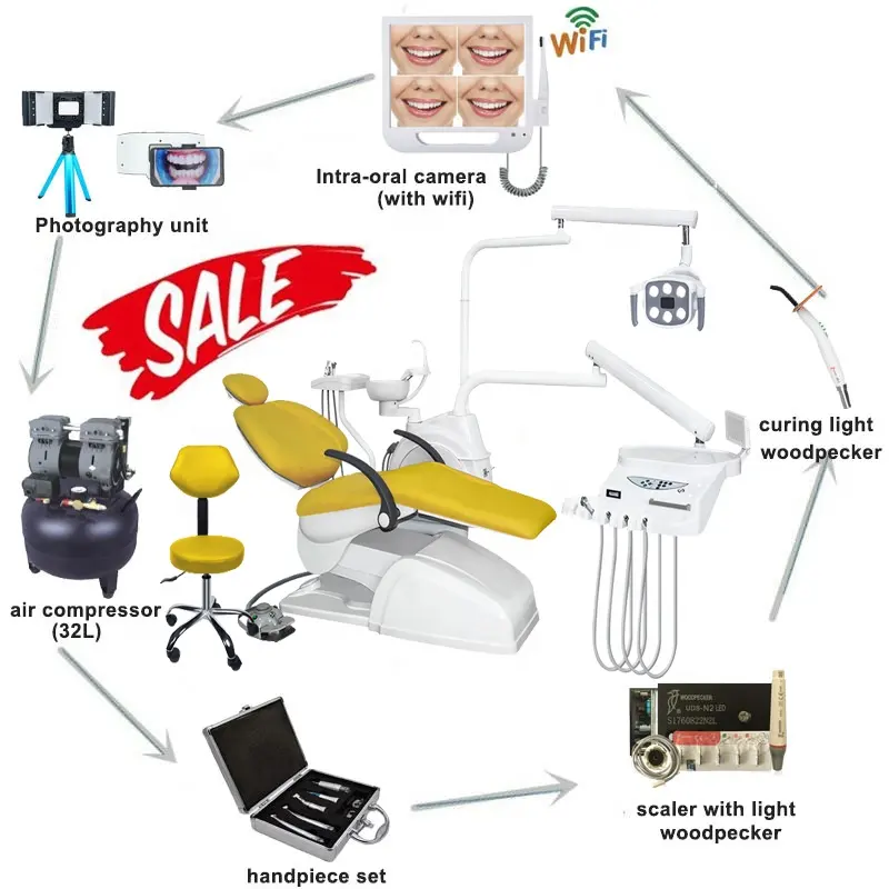 Silla dental Guangdong VOVO aprobada por la CE, precio unitario en Dubái, tamaño grande, 2023, nuevas piezas y funciones de silla dental a la venta