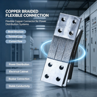 Conector de Cobre Trenzado Flexible de 300A, Barra Colectora de Cobre Suave para Paquetes de Baterías de Almacenamiento de Energía, Conexión de Distribución de Energía