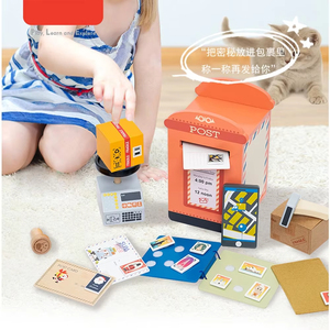 Buzón de madera Juego de rol Simulación Post Office Stamp Sobre Set <span class=keywords><strong>Juegos</strong></span> Educativos Pretender Aprendizaje Regalo Juguetes <span class=keywords><strong>para</strong></span> niños y <span class=keywords><strong>niñas</strong></span> - Product Image 4