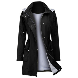 Outdoor Abbigliamento Casual Vita Con Coulisse Donne Cappotto Con Cappuccio <span class=keywords><strong>Impermeabile</strong></span> Vento Cappotto di Polvere - Product Image 5