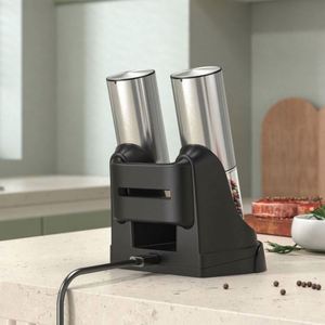 New Rechargeable Stainless Steel <b>Pepper</b> Mill Automatic Electric Salt and <b>Pepper</b> Mill <b>Grinder</b> Set with Rechargeable Stand - Product Image 6