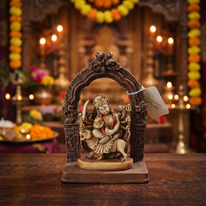 Ídolo de la Diosa Durga con Arco Decorativo Hecho de Resina con Acabado Antiguo, Estatua de la Diosa Hindú para el Hogar, Templo, Sala de Puja - Product Image 3