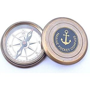Boussole de poche marine en laiton, guide de randonnée portable avec boîte - Product Image 2