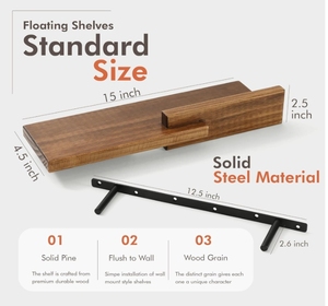 Hiện đại hình chữ nhật gỗ Kệ tường đa năng nổi thiết kế cho hiển thị & tổ chức - Product Image 3