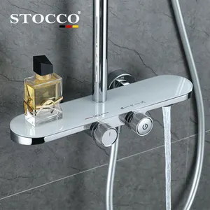 2023 yeni tasarım minimalizm siyah termostatik duş bataryası seti banyo pirinç duş mikser seti sistemi