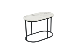 Mesa Auxiliar de Madera para Sala de Estar con Marco de Metal, Juego de 2 Mesas Redondas Encajables, Económicas - Product Image 5
