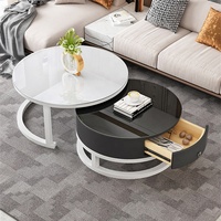 Karois — Table basse de luxe en marbre, style moderne, avec tiroirs, luminaire décoratif d'intérieur, idéal pour un salon