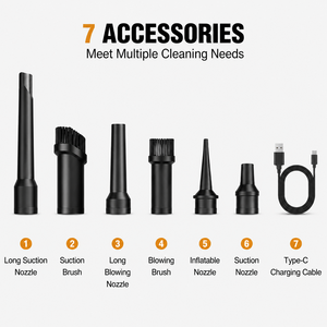 6000Pa Compact Cordless Handheld <b>Vacuum</b> Cleaner 50W Mini <b>Portable</b> Car <b>Vacuum</b> Blower Inflator Type C with 7 Accessories OEM ODM - Product Image 5