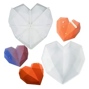 Sartenes para hornear con corazones geométricos, para pasteles, antiadherentes, 3D, con forma de corazón, de silicona mejorada, juego de sartenes grandes para pasteles, venta al por mayor
