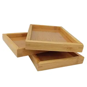 Storage Box without Cover Square Tray Sundries Storage Bamboo Case Drawer Divider Box Eco-friendly Kitchen Bamboo Toys Organizer