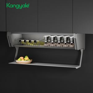 Kangyale phụ kiện nhà bếp kéo xuống giá lưu trữ gia vị 2 tầng hợp kim nhôm có thể gập lại Rau kéo xuống kệ - Product Image 1