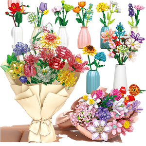 Jouet de construction en forme de fleur, blocs de construction en plastique ABS, modèle à l'échelle 1:8, décoration de jouets, ornements pour la maison, Saint-Valentin - Product Image 1