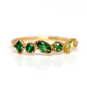 Milskye đầy màu sắc tháng Birthstone Emerald Vòng món quà sinh nhật phụ nữ Nhẫn cưới